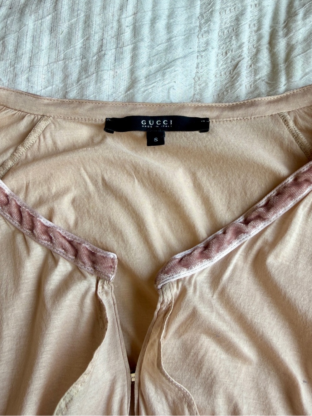 Rare S/S 2002 Gucci Tom Ford Ruffle Cutout Blouse In Cream Beige - Small - Picture 4 of 10